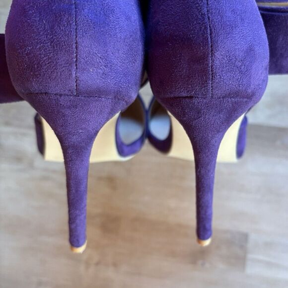 MAIERNISI JESSI Purple Suede point toe Stiletto heel bow knot ankle strap sz 7.5 - Picture 8 of 12